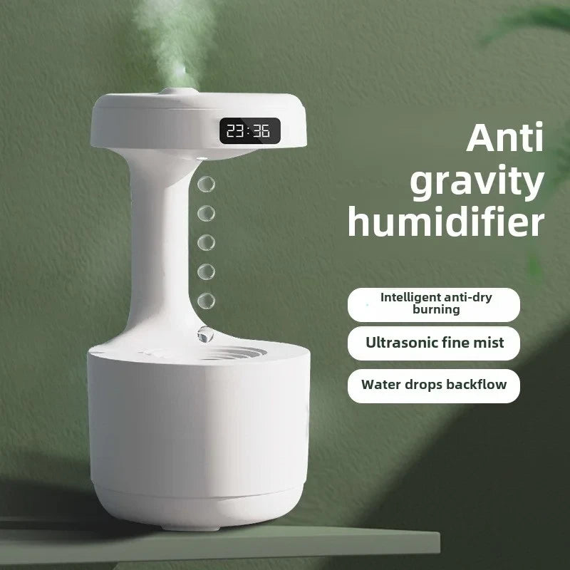 Bedroom Anti-Gravity Humidifier with Clock Water Drop Backflow Aroma Diffuser Large Capacity Office Bedroom Mute Heavy Fog Household Sprayer