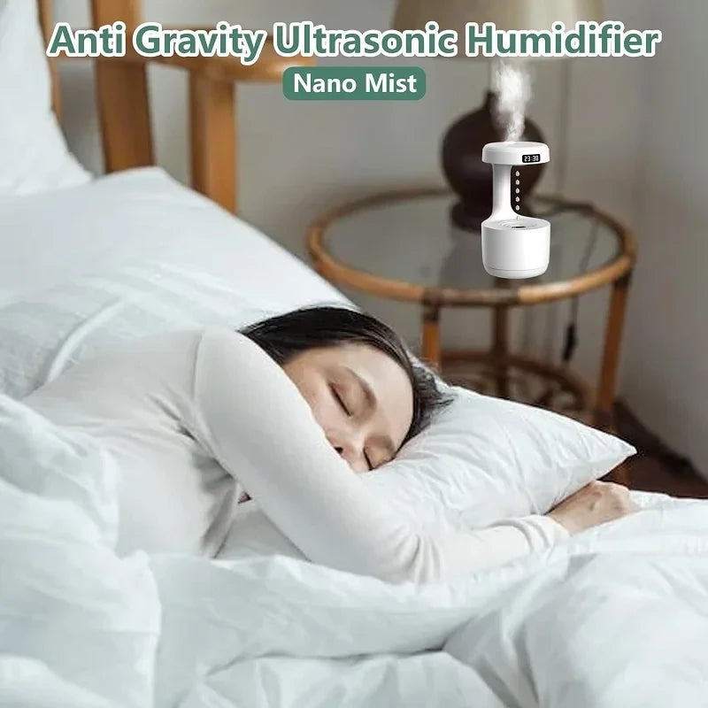 Bedroom Anti-Gravity Humidifier with Clock Water Drop Backflow Aroma Diffuser Large Capacity Office Bedroom Mute Heavy Fog Household Sprayer
